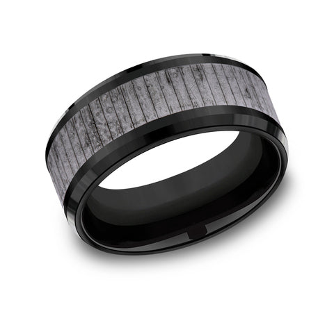 Benchmark Black Titanium & Grey Tantalum Wood Split Ring