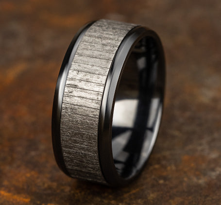 Benchmark Black Titanium & Grey Tantalum Wood Split Ring
