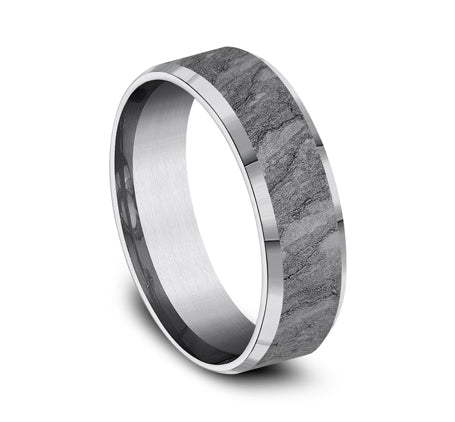 Benchmark 7mm Grey Tantalum Lava Rock Style Wedding Ring