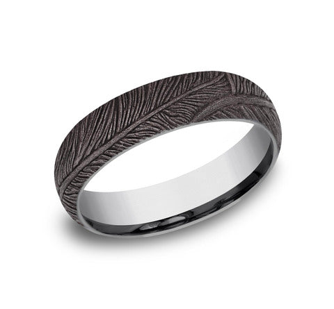 Benchmark 6mm Grey Tantalum Feather Wedding Ring