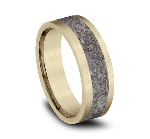 Benchmark 7mm 14k Yellow Gold & Grey Tantalum Sculpted Wedding Ring