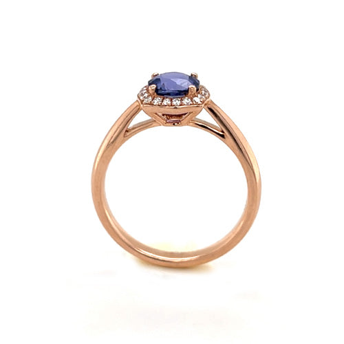 14K Rose Gold Purple Sapphire and Diamond Engagement Ring