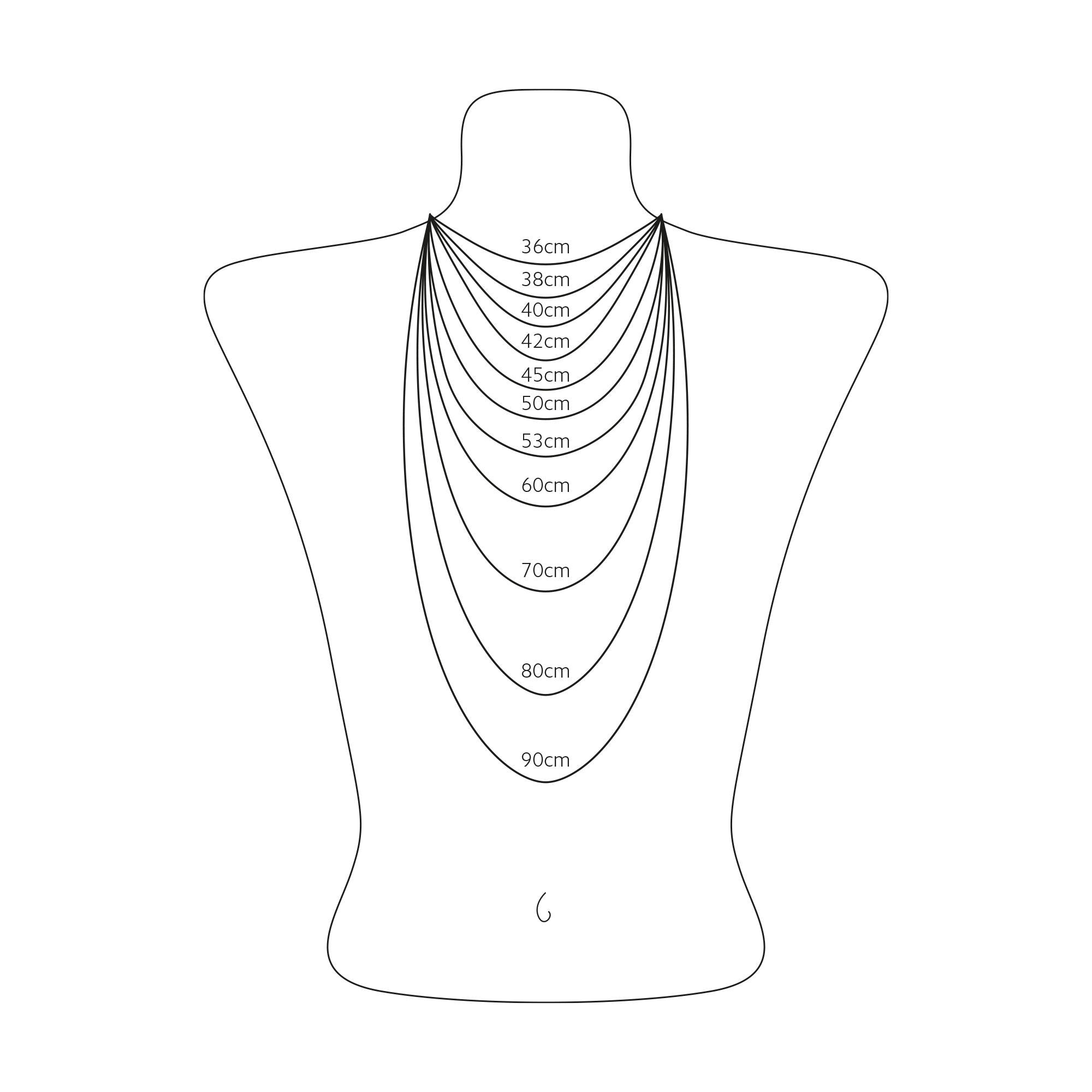 Diagram showing length of Thomas Sabo 18k Rose Gold Plated 925 Sterling Silver Chain