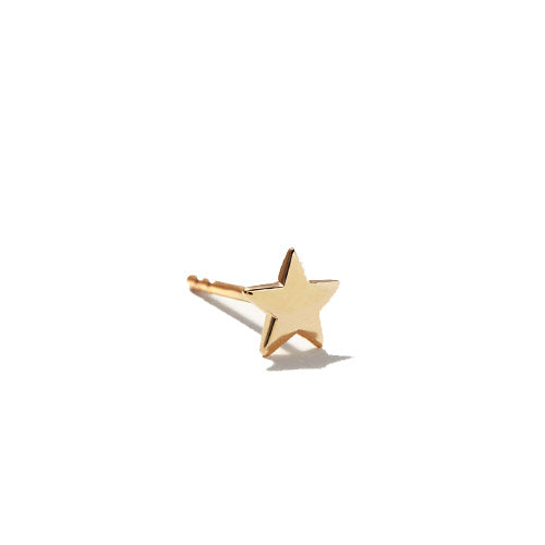 14k Yellow Gold Small Star Single Stud Earring