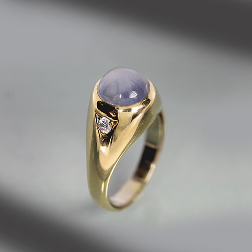Vintage 14k Yellow Gold Star Sapphire and Diamond Ring