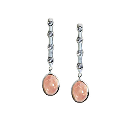 Petit Bijoux Sterling Silver Earrings with Rose Quartz and CZ