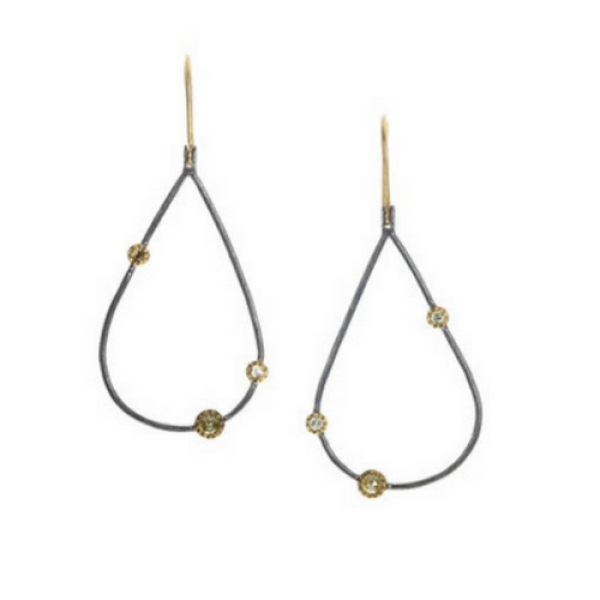 Todd Reed Sterling Silver Openwork Teardrop Diamond Earrings