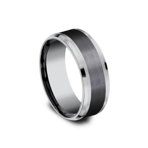 8mm grey tantalum and black titanium ring with satin finish