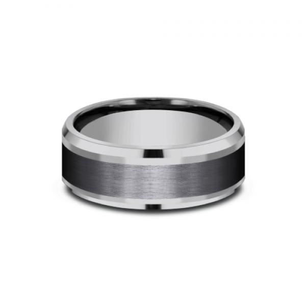 8mm grey tantalum and black titanium ring with satin finish