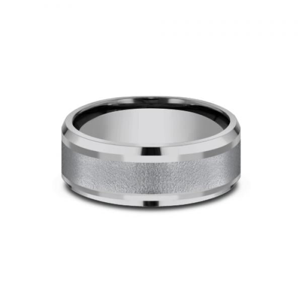 8mm grey tantalum ring with wire brush finish
